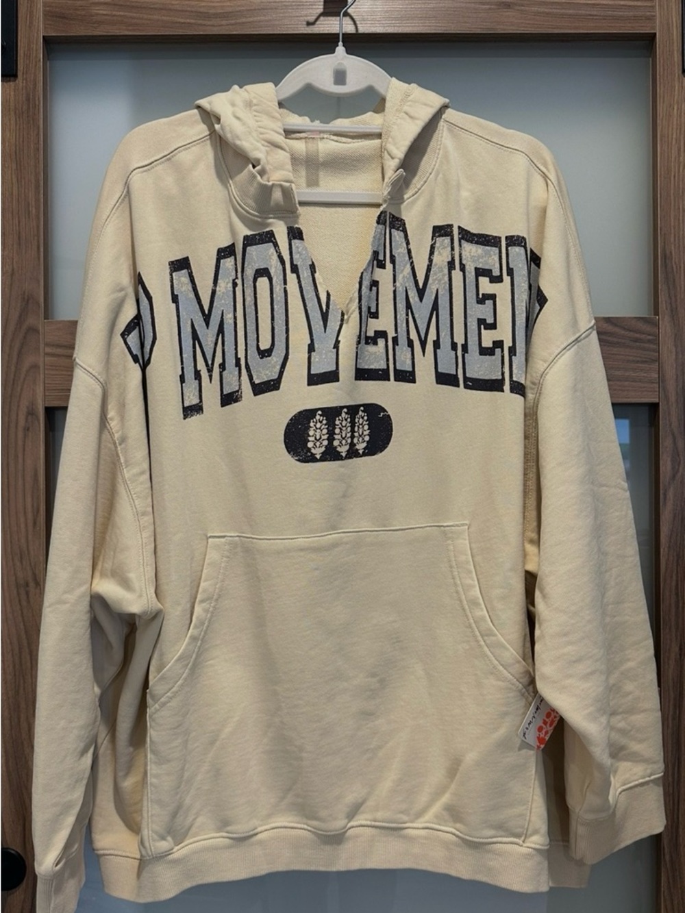 NWT FP Movement by Free People Cream 'MOVEMENT' Graphic Hoodie
